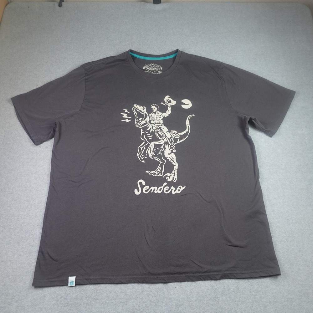 Sendero Provisions Co. T Shirt Mens 3XL Gray  T-Rex‎ Cowboy Western Graphic